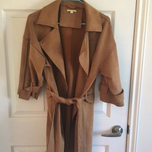 Suede camel colored trench jacket